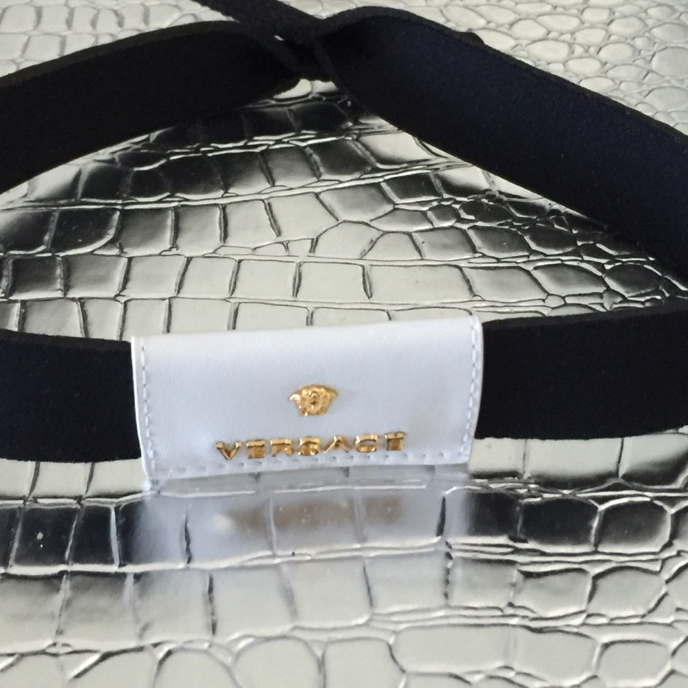 NWOT Versace Sunglass Neck Strap Black with With White and Gold One Size
